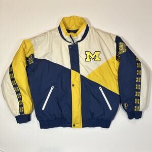 Vintage 90s Pro Player Michigan Wolverines Puffer Jacket Men’s XL Full Zip Blue